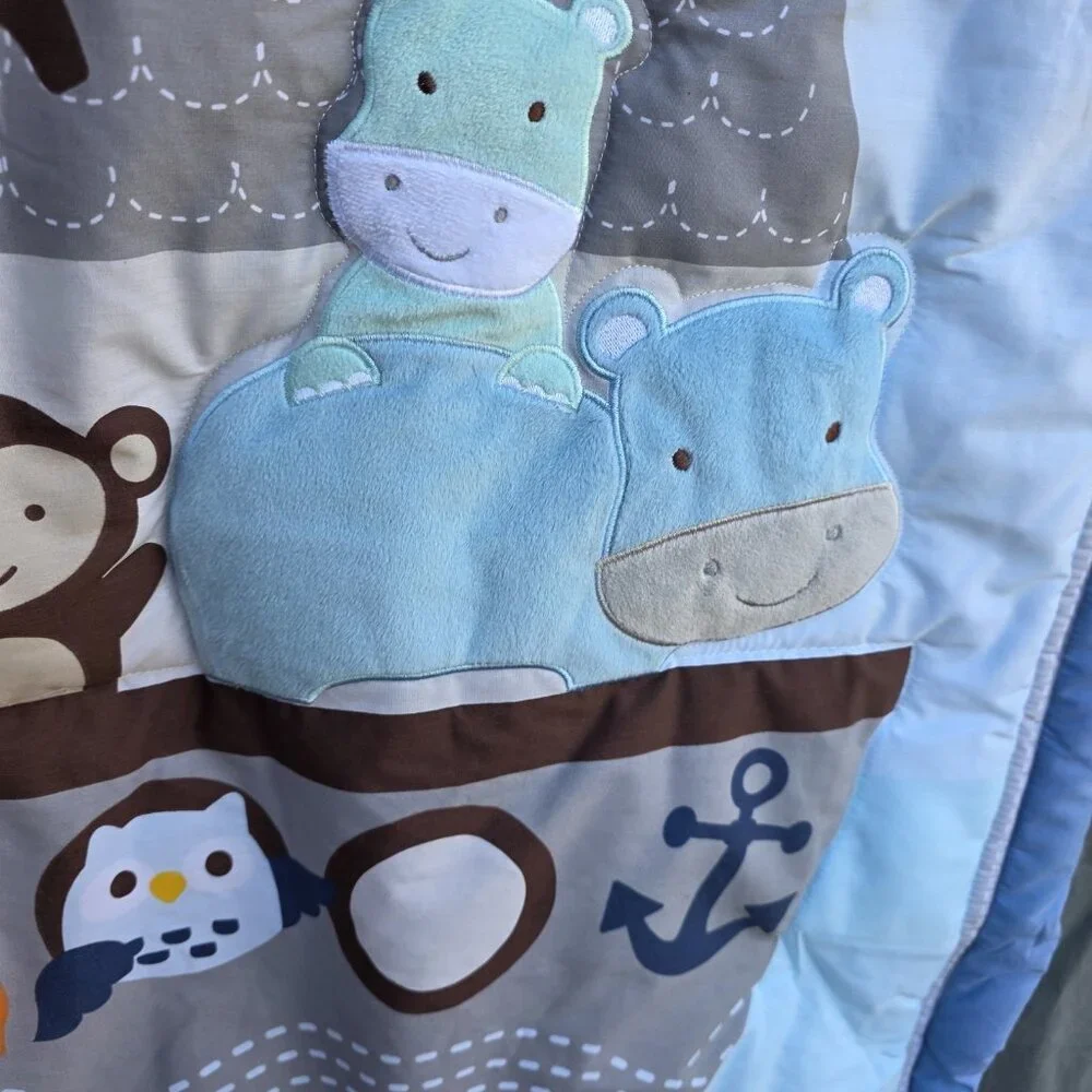 Bedtime Lamb & Ivy Noah's Ark Baby Blanket Nursery Crib Decor Animal 35 X 44